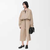 Loewe Women's Spring/fall Fashion Casual Solid Color Lapel Zipper Short Sleeve Drawstring Jacket With Elastic Waistband Paired With Relaxed Fit Cropped Wide Leg Pants Suit Set #78665