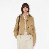 Burberry Women's Spring/Summer Casual Fashion Solid Color Hooded Zipper Checkered Cotton Fabric Waist Cinching Design Short Jacket #78341
