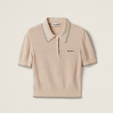 MiuMiu Women's Summer Solid Color Embroidered Letter Print Polo Neck Short Sleeve T-Shirt #77552