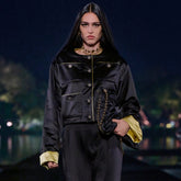 Chanel Women's Autumn And Winter Silk Color Blocking Short Cotton Jacket Fashion Exquisite Black Yellow Flash Diamond Button Luxury Jacket Ngvp #2465