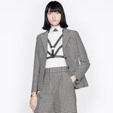 DIOR 30 Montaigne Bar Jacket Black and White Single Breasted Houndstooth Wool #326752