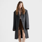 Prada Women's Fall/Winter Fashion Classic V Neck Single Breasted Herringbone Wool Coat Jacket #78862