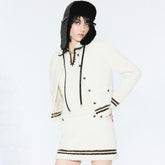 Chanel Top-quality Cardigan Version Short Skirt Cashmere Alpaca White Brown #375695