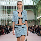 Chanel Women's Spring And Summer Luxury Silk Blue Jacket Temperament Elegant Fashion Round Neck Single-breasted Shirt T-shirt Bustier Skirt Suit Set Ngvp #1716