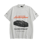 Balenciaga x Lamborghini Men's and Women's Summer Car Print Round Neck Regular Fit Cotton Short Sleeve T-Shirt #74769
