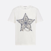 DIOR Women's Summer Solid Color Pentagram Pattern Printed Cotton Loose Short Sleeve T-Shirt #75387