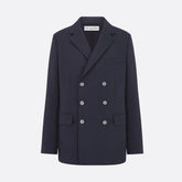 Dior Women's Spring And Fall Wool Silk Blend Solid Color Double-Breasted Loose Blazer Jacket Ngvp #1939