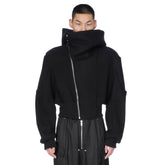Rick Owens Cropped Hooded Fligh Jacket Black Virgin Wool Cropped Flight Jacket #332196