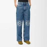 Loewe Women's Spring and Autumn Logo Print Solid Color Low Rise Zipper Loose Jeans Pants #75751