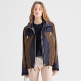Prada Men's And Women's Spring/Fall Fashion Casual Hooded Zipper Color Block Nylon Hooded Jacket #79183