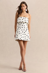 Nelly | White & Black Polka Dot Square-Neck Mini Dress