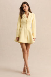 Etherea | Lemon Plunge-Neck Skater Mini Dress