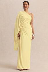 Sabella | Lemon Asymmetric-Neck Maxi Dress