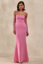 Zavira | Pink Square-Neck Maxi Dress