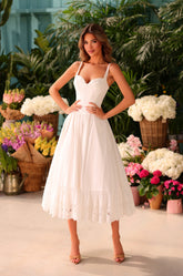 CELESTE White Midi Dress