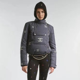 Chanel Ski Stand Collar Diagonal Zip Pocket Hollow Down Jacket#335007
