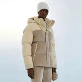 Ermenegildo Zegna Men's Fall And Winter Color Blocking Down Jacket 90 White Duck Down Warm Loose Hooded Zipper Thick Jacket Ngvp #2423