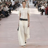 Chanel Women's Vacation Shirt And Skirt Fashionable And Elegant Set Spring And Summer Button-down Short-sleeved Shirt Pleated Skirt Suit Set Ngvp #2165
