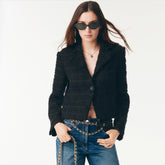 Chanel Women's Fall/Winter Tweed Blazer with Lapel and Single-Button Fastening Retro High-Street Long-Sleeve Jacket Ngvp #2599