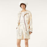 Loro Piana Women's Spring Summer Autumn Rafael Silk Printed Drawstring Parker Hooded Jacket Casual Dorin Striped Bermuda Shorts Ngvp #1839
