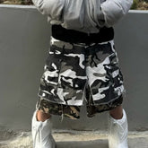 GRAILZ Project G/R Men's Summer Double Layer Camouflage Destruction Splicing Shorts Loose Do-Over Five Pants Ngvp #1919