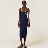 MiuMiu Women's Summer Solid Color Cotton Slim-fit Stretch Tank Dress #77478