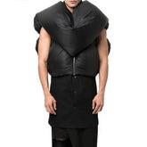 Rick Owens Men's Vintage Solid-Color Down Vest With Structured Silhouette Warm Oversized Collar Puffer Down Jacket Ngvp #2519