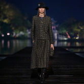 Chanel Women's Spring/autumn Vintage Suit Black And Gold Rhinestone Floral Embroidery Blend Belt Long Sleeve Jacket Pleated Halter Dress Vacation Set Ngvp #2243