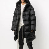 Rick Owens Men's & Women's Oversized Long-Length Hooded Puffer Jacket In Solid Colors With Multiple Pockets For Fall/Winter Ngvp #2522