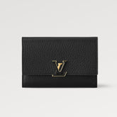 Louis Vuitton Women's Black Folding Snap Capucines Short Leather Money Clip Leisure Bag #98362
