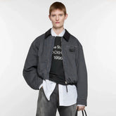 Acne Studios SS25 Men's and Women's Barn Logo Patch Fitted Zip Off Shoulder Long Sleeve Bomber Jacket #332324