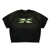 GRAILZ Project G/R Men's Rugby Styling Spring. Fall And Winter Do Old Loose Letters Printed Round Neck Short Sleeve Cotton Sweatshirt Ngvp #1677