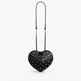 Alaia Women's Fashion Rhinestone Embellished Heart LE C?UR Leather Casual Shoulder Bag Crossbody Bag Bags AA1P003CA287-999 Ngvp #8348