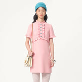 Valentino Women's Crepe Couture Short Dress Spring And Summer Pink Lace Short Mini Dress Fashionable Temperament Elegant Cute Style Ngvp #1294