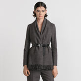 Dior Women's Spring And Autumn V-neck With Removable Scarf Belt Solid Color Wool Single Breasted Long Sleeve Blazer Jacket Ngvp #9614
