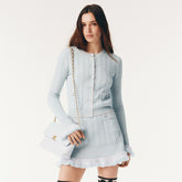 Chanel Cardigan Cashmere Short Skirt Cotton Feathers #333933