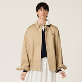 MiuMiu Men's Women's Spring & Autumn Twill Cotton Logo Embroidery Solid Color Single Breasted Long Sleeve Jacket Coat #81282