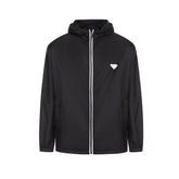 Prada Men's Spring/fall Fashion Casual Solid Color Zipper Hooded Triangle Logo Nylon Drawstring Jacket #79139
