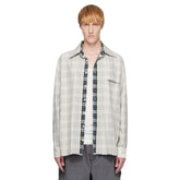 Maison Margiela Men's Spring/Fall Color-Block Checkered Collared Single-Breasted Long-Sleeve Twill Cotton Loose-Fit Shirt Ngvp #2315