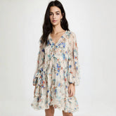 Zimmermann Women's Summer Floral Printed V-Neck Long Sleeve Dress With Camisole Top #76913