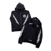 Chrome Hearts Men's Spring and Fall Black Logo Printed Zipper Long Sleeve Hooded Jacket #99847