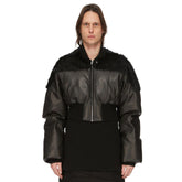 Rick Owens Men's Autumn And Winter Fur Splicing Leather Down Jacket Dark Style Fashion High Street Hip Hop Zip Short Jacket Ngvp #9825