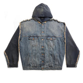 Balenciaga Men's Women's Embroidered Washed Duplex Denim Hooded Jacket Loose Fit Jacket Fashion Trend Sweatshirt Ngvp #2424
