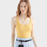 Prada Women's Summer Solid Color Lace Trim Ribbed Cotton Stretch Tank Top #77834