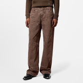 Louis Vuitton Men's Spring Autumn Brown Washed Effect Zipper Closure Straight Leg Jeans Pants #75359