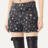 Chanel Shorts Laminated Denim Dark Gray Multicolo #333930