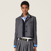 MiuMiu Women's Solid Color Embroidered Letter Print Single-Breasted Wool Long Sleeve Jacket #77317