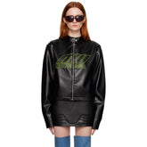 Mowalola Perforated Leather Biker Jacket #336556