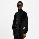 Louis Vuitton Men's Spring/summer Flocked Tech Jacket Tessellated Marque L.vuitton D¨¦pos¨¦e Logo Velvet Zipper Patchwork Jacket #81398