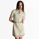Louis Vuitton Women's Spring And Summer Hollow Monogram Jacquard Knitted Dress Lapel Polo Fashion Trend Modern Dresses #75995
